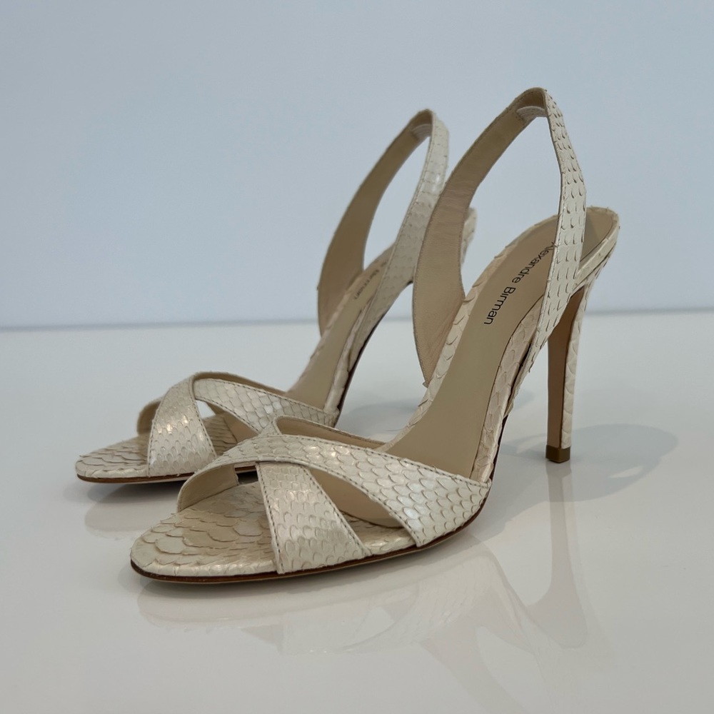 Alexandre Birman Ivory Exotic Python Sandals 7.5 - image 5
